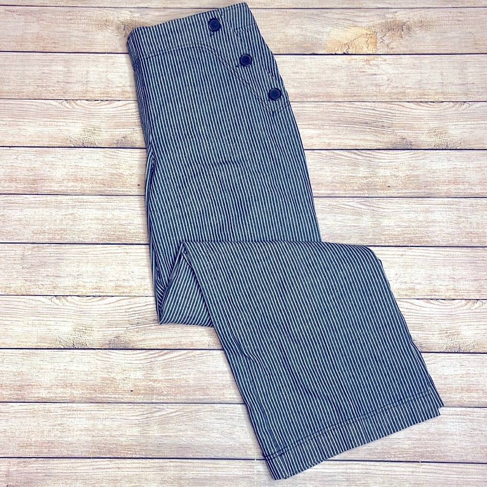 Larry Levine Navy & White Pinstripe Wide Leg Jeans